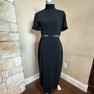 Original Vintage NIGHT WAY Collection black dress with sheer waist